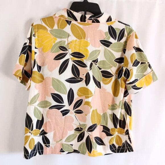 Rachel Zoe Satin Leaf Print Button Front Pajama Top Size M - Picture 4 of 6